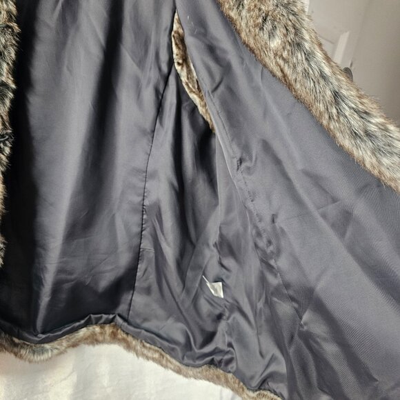 J. Jill Women Charcoal Gray Vest Faux Fur Trim Western Viking Cabin Size 3X Boho - Picture 5 of 10